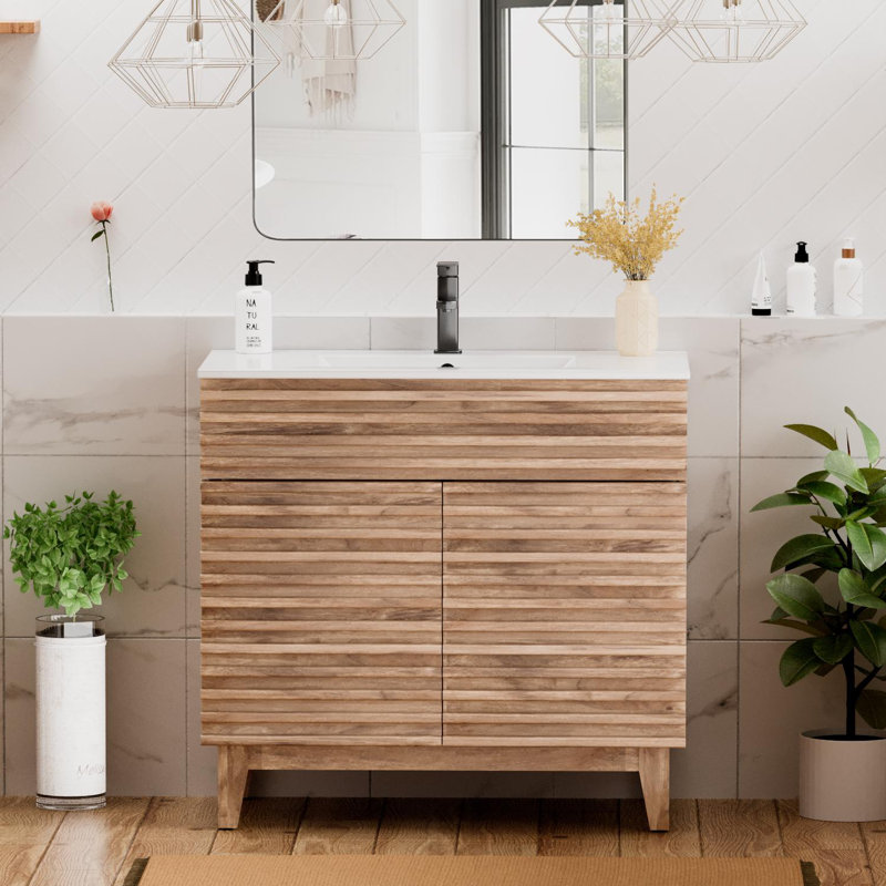 36" Freestanding Single Bathroom Vanity Base Only, Sink not Included, EPA Certified, Brown