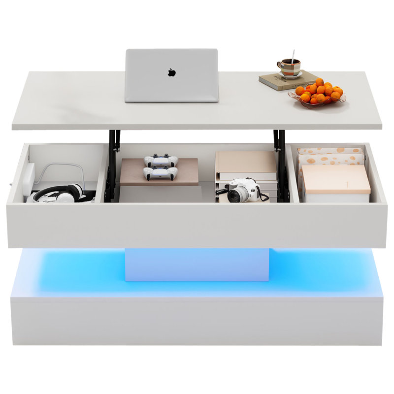 Table basse à plateau relevable Aroa, Blanc