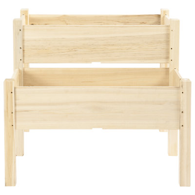 2 Raised Planter Box 34"X34"X28", Wood For Backyard, Patio, Grow Veggies, Herbs, Flowers, Natural Appeal, Elevated Design, Manage Levels Plant Look, To Keep Plants Safe, Drain Well