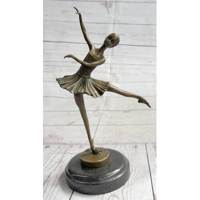 Ballerina Ballet Dancer Balancing on One Foot Bronze Figure Figurine Statue Sculpture