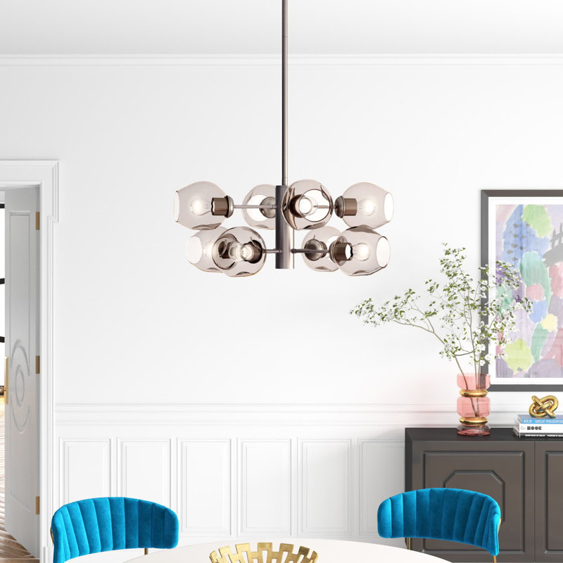 Lustre sphérique Spoutnik à 8 lumières Anastasia, Chrome poli