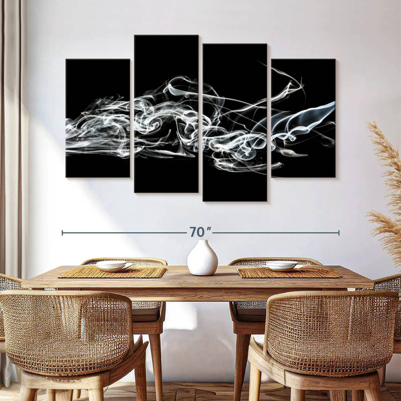 Senne Abstract White Smoke - Shark, 42" H x 68" W
