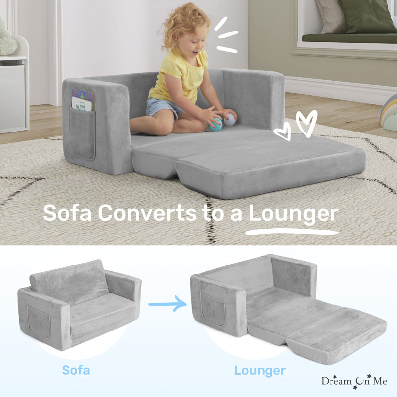 Dream On Me Nestle Kids Sofa - Duo, Gray