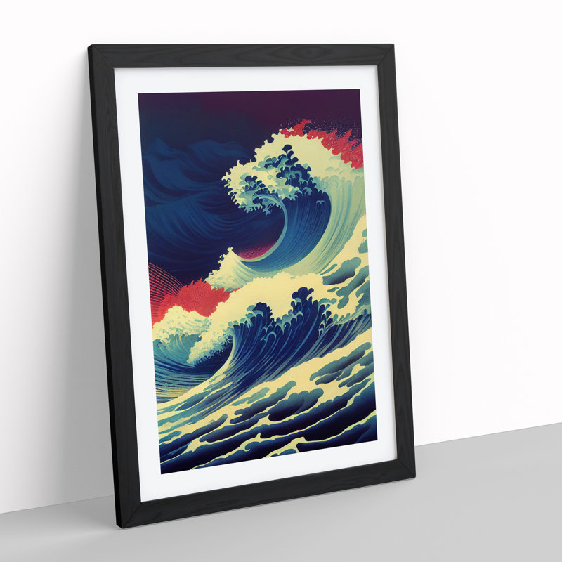 Immense Japanese Wave - Single Picture Frame Print, Black, 46cm H x 34cm W