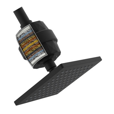 6" Rainfall Shower Head with 20-Stage Filter – High Pressure, Clean Water, Healthy Skin, Matte Black