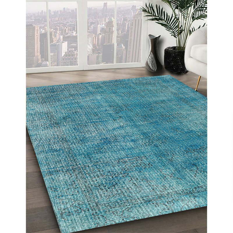 Tapis traditionnel Ajahn 100% lavable à la machine 4135, Carré 6 pi