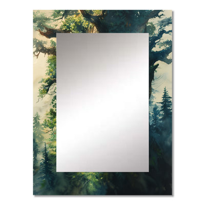 Green Forest Titan Giants I - Giants Large Mirror, Green Decorative Wall Mirror, Printed Metal Art