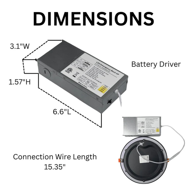 Spot encastré à DEL ultramince E2 Lighting de 20 cm (8 po) avec batterie de secours de 8 W, autonomie de 90 minutes, 18 W, 5 CCT, 1re génération, noir