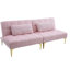 Futon convertible de 71 po avec pieds en métal doré (rose)