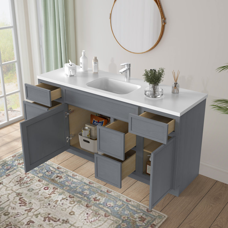 Base de meuble-lavabo simple 66 po seulement, Argent