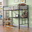 Lit mezzanine en métal avec prise de courant de bureau et garde de sécurité à DEL et sommier Ladderno