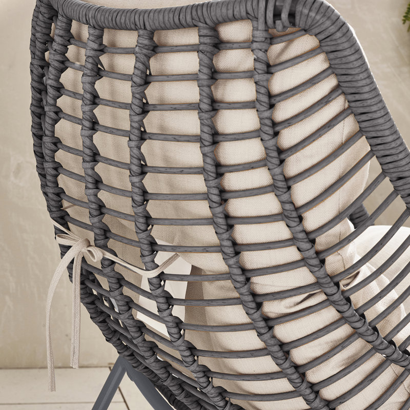 Lailaa Outdoor Large Chair and Footstool for Gardens or Indoor Spaces in Boho Industrial Style, Grey