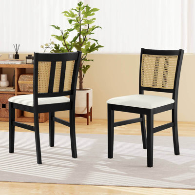 Ensemble de 2 chaises de cuisine en rotin Farmhouse