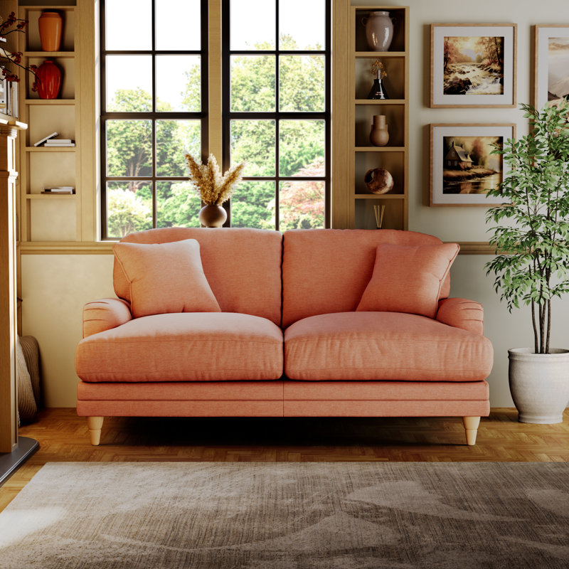 Adaku 2 Seater Sofa, Salmon, Country Oak