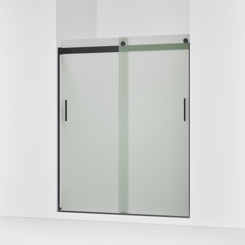 Levity 74" H x 59.63" W Bypass Shower Door with CleanCoat Technology, Matte Black, Frosted