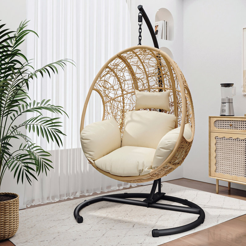 Balancelle en osier pour l'intérieur New Comming  , Coussin beige / structure naturelle