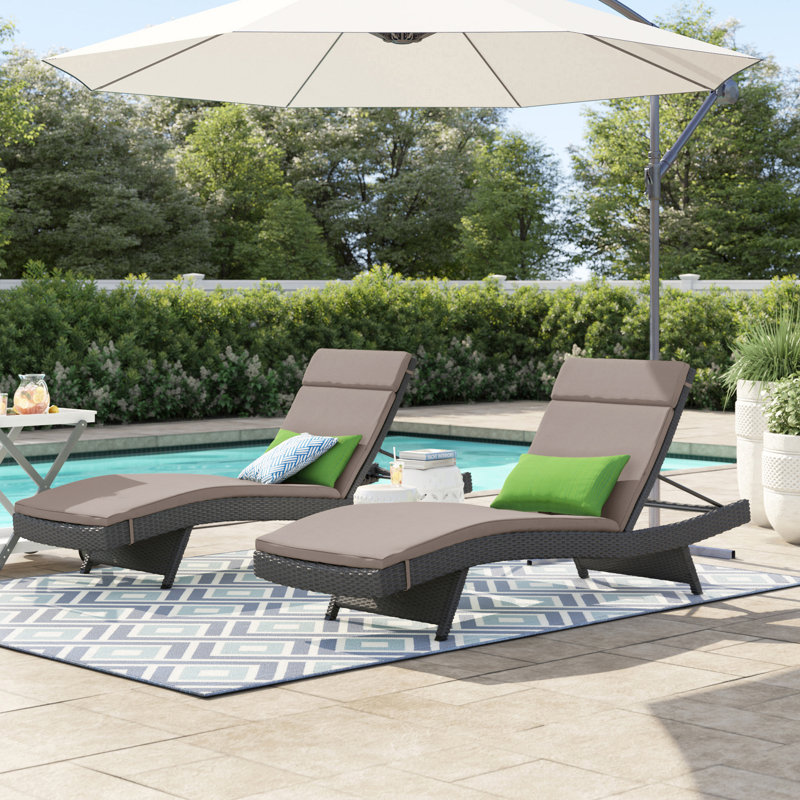 Ensemble de chaises longues inclinables 79,5 "avec coussins Blaise, Charbon clair