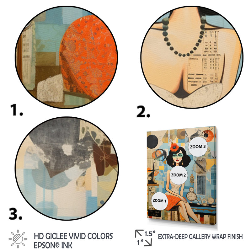 Debany Mid Century Retro Rhythms II - impression, H 20 po x l 12 po x P 1 po, Toile tendue