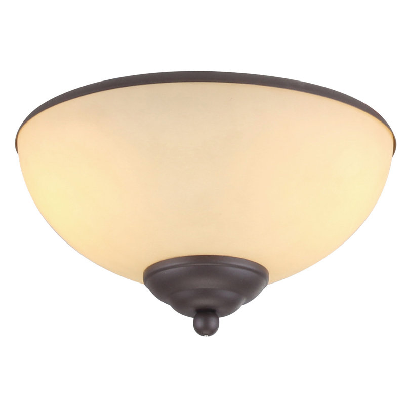 Ventilateur de plafond à luminaire bol 2 lumières, Brun texturé