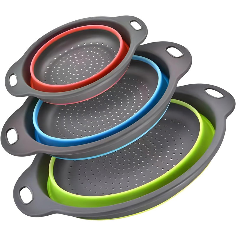 Ensemble de passoires 3 pièces en silicone pliable - 3 pte / 4 pte / 5 pte