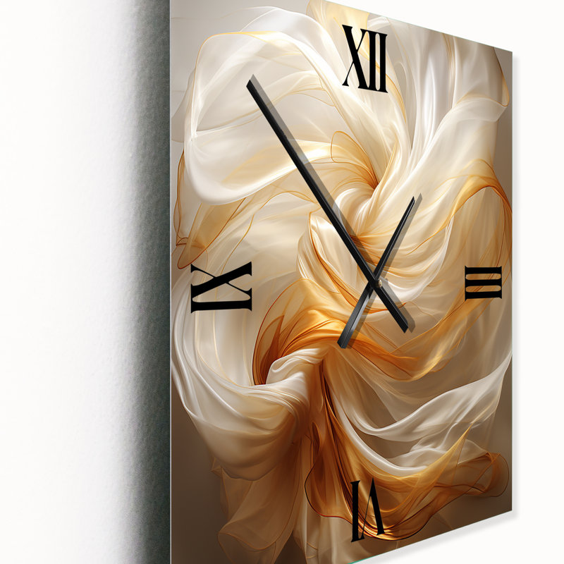 Horloge murale abstraite liquide Satisfaction Smooth Tender Orange Waves, Petit