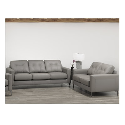 Ensemble de salon inclinable en cuir véritable Laga
