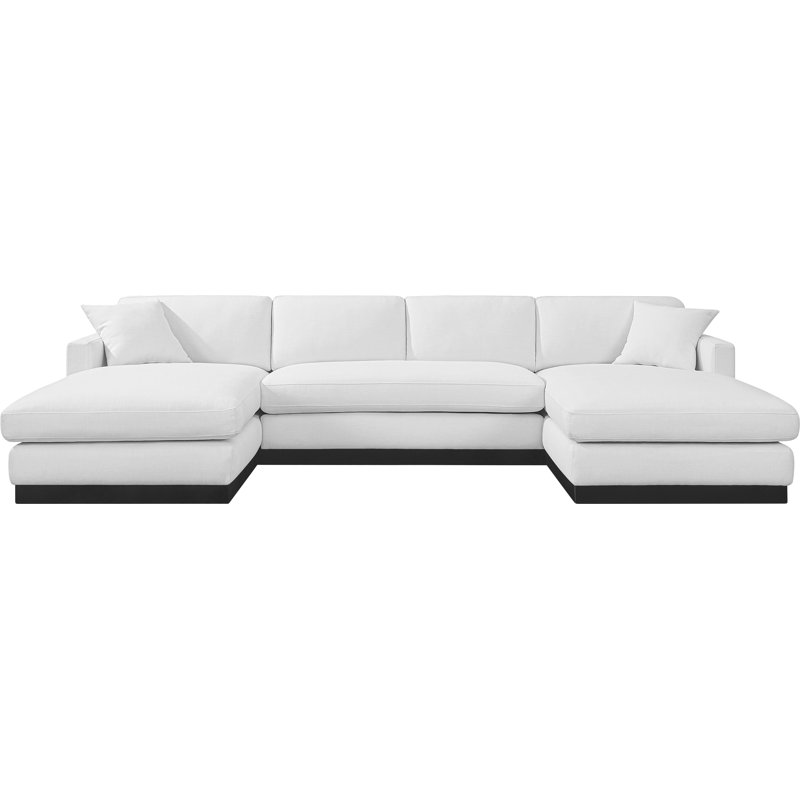 Canapé rembourré 127 po Iyanu, Tissu texturé en lin blanc