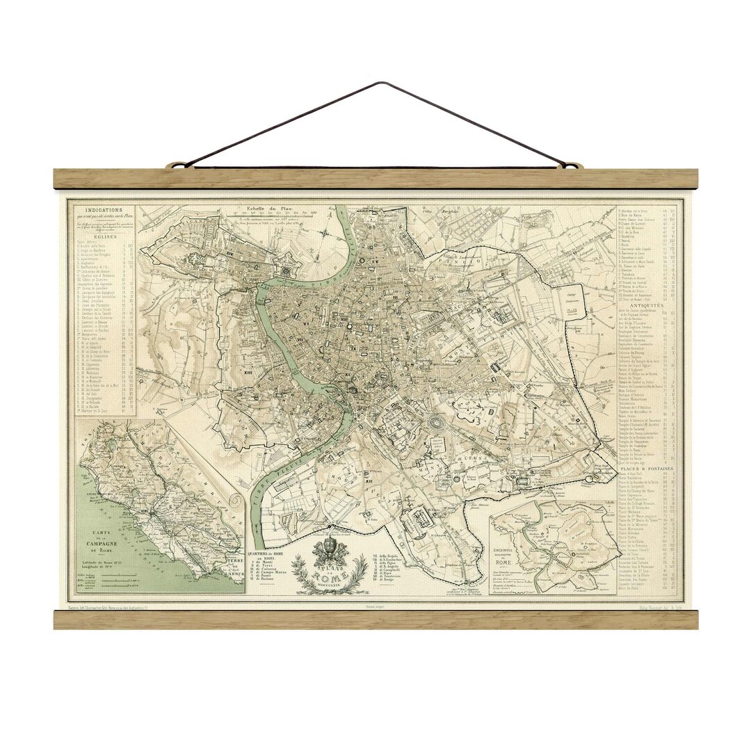 Grafikdruck Vintage Stadtplan Rom Antik