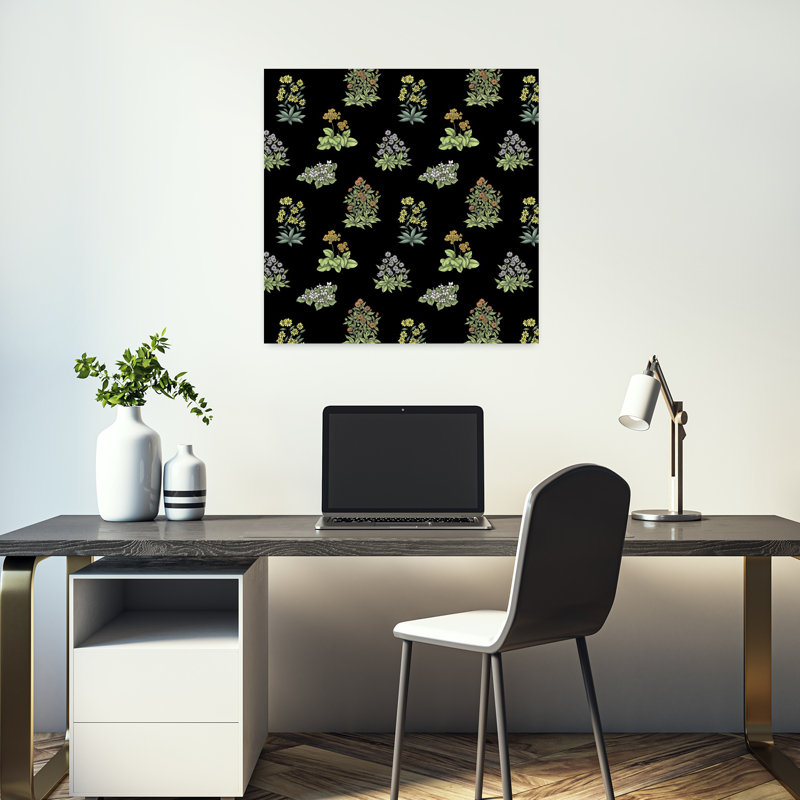 Art contemporain, art floral rétro, H 18 po x l 18 po