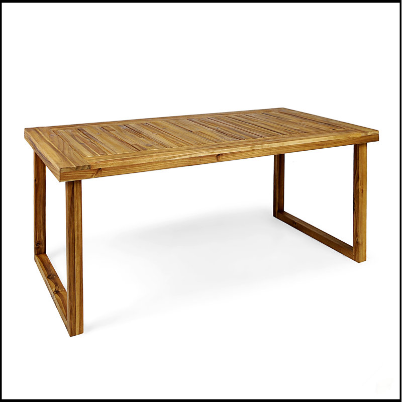Table de salle à manger d'extérieur en bois d'acacia de 69 pouces, finition sablée naturelle, durable et résistante aux intempéries pour une utilisation toute l'année
