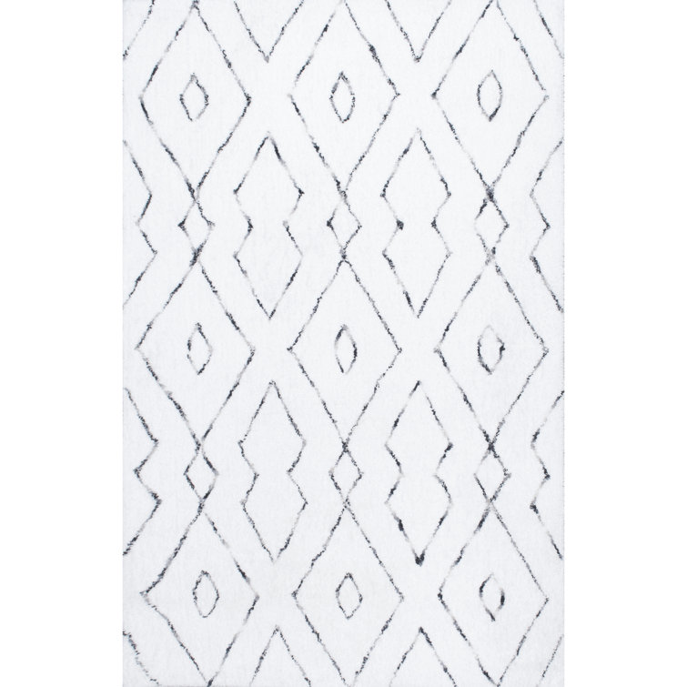 Sofie Modern Shag Performance White Rug 4x6