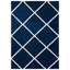 Tapis bleu marine / blanc à motif géométrique-1634051588