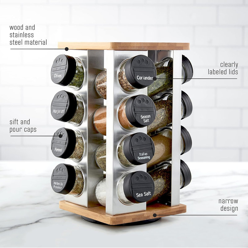 Rotating Tabletop Spice Rack Storage Box
