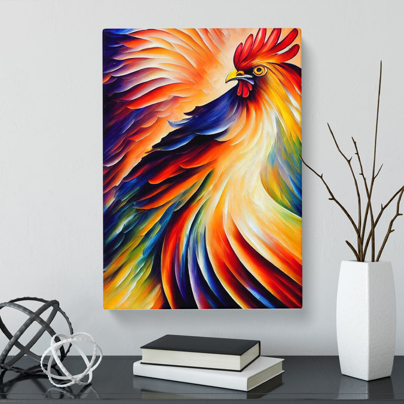 Mauritane Rooster Painted - Wrapped Canvas, 76cm H x 50cm W