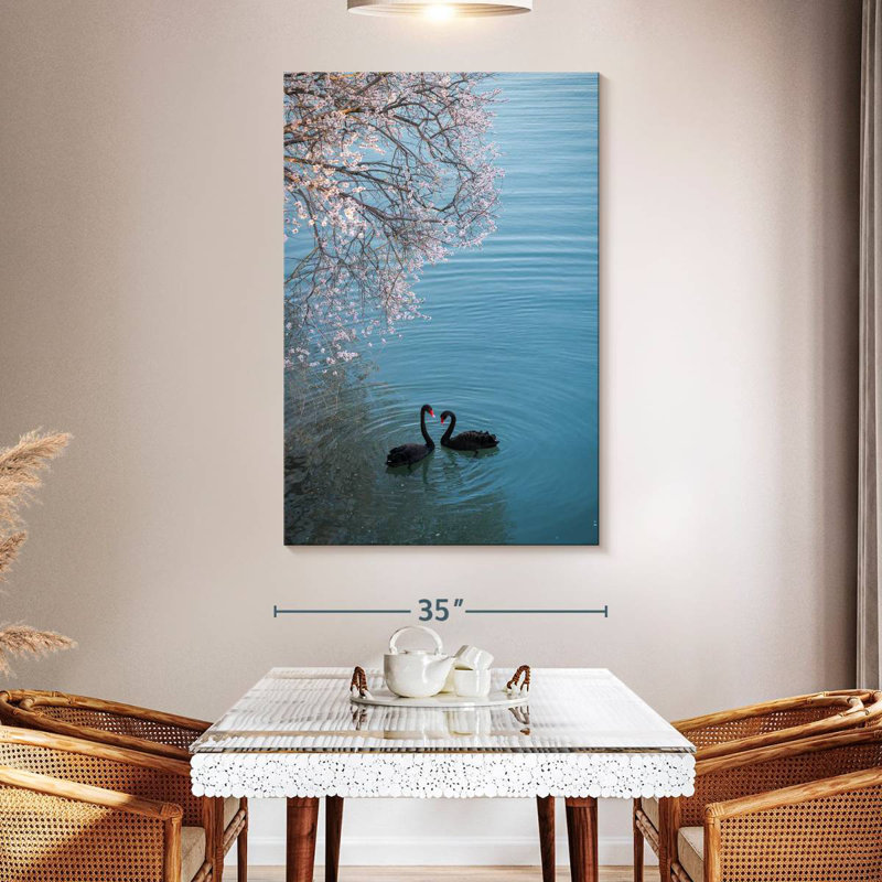 Brampt Black Swans Sakura, 51" H x 34" W