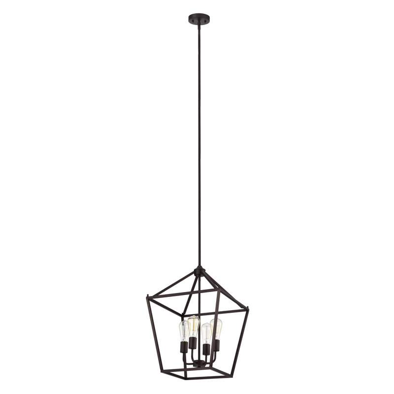 Lustre empire 4 lumières Halen, Bronze huilé, H 23 po x l 16 po x P 16 po