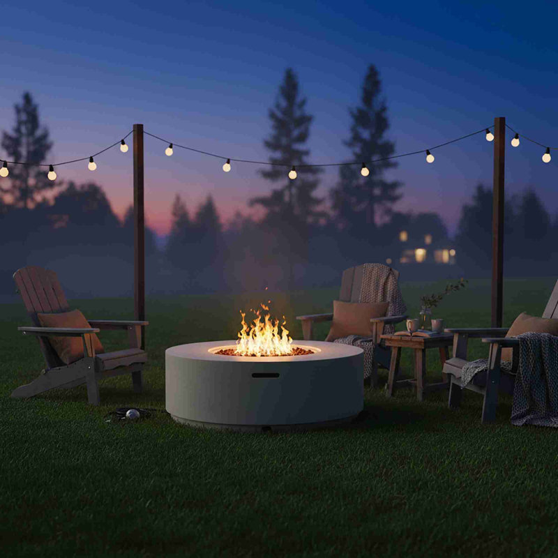 Outside Fire Pit Table with 50000 BTU, Beige