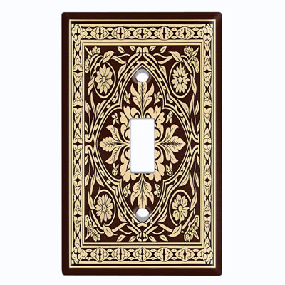 Couvercle de plaque d'interrupteur en métal; Bascule à 1 taille US standard - Image imprimée d'un motif floral damassé