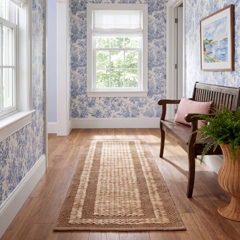 Bakersville Natural Fiber Hand Woven Jute/Cotton Solid Color Rug in Brown, Runner 2'3" x 8'