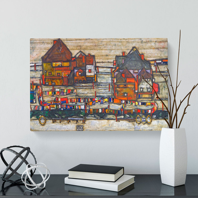 Houses With Laundry by Egon Schiele - Wrapped Canvas, 40cm H x 60cm W x 3cm D