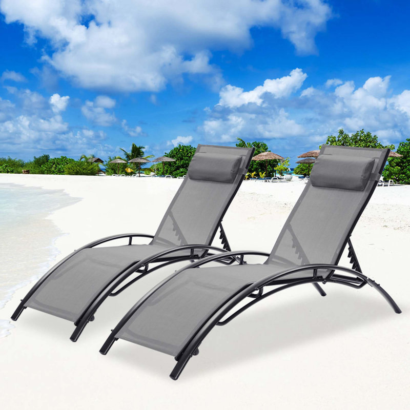 Chaise longue d'extérieur en métal Emolene, gris