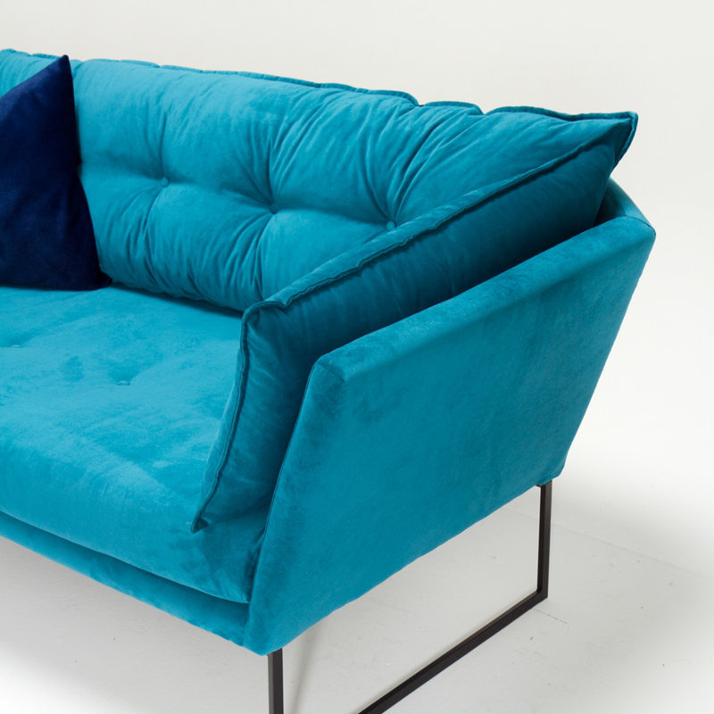Causeuse rembourrée Hamdia, 100 % polyester turquoise