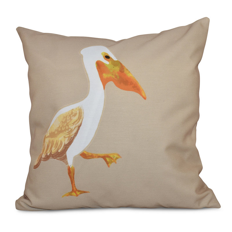 Beach Vacation Reversible Throw Pillow, 18" H x 18" W, Taupe