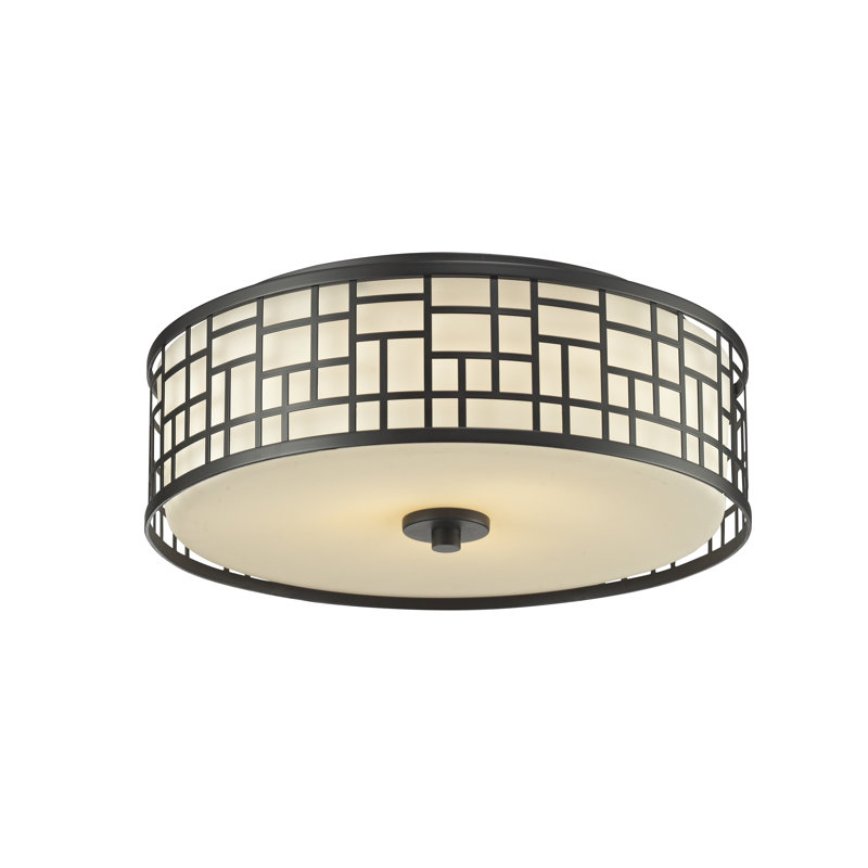 Barika Glass Flush Mount, 6.25" H x 16.25" W, Bronze