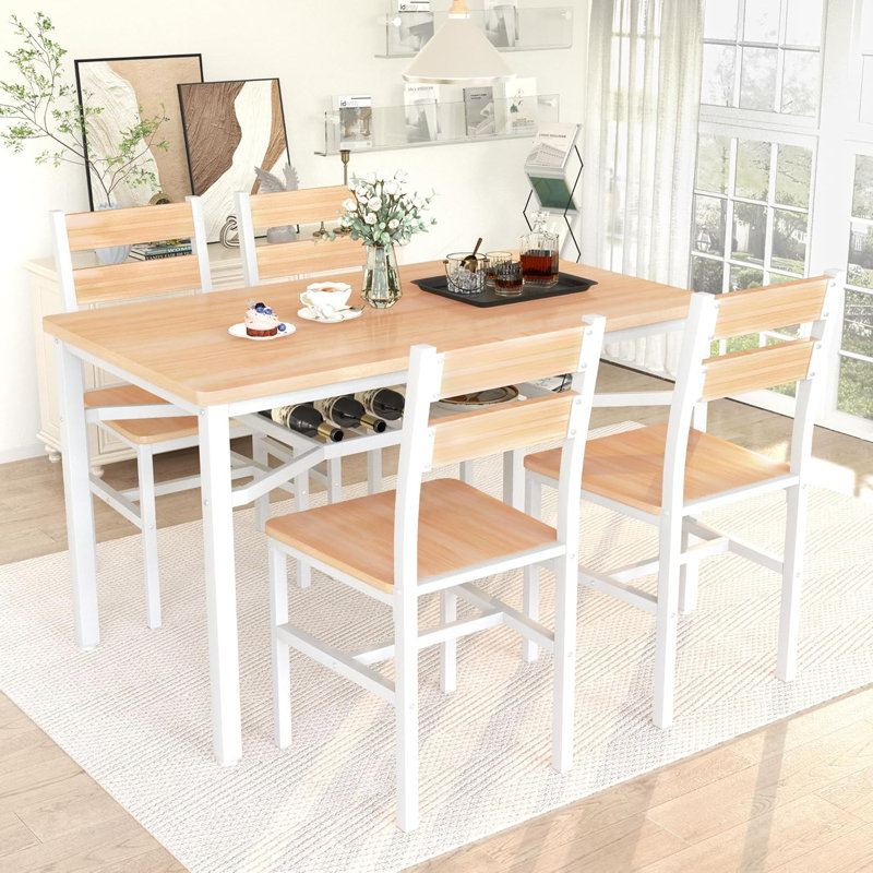 Ensemble de table de salle à manger pour 4 personnes avec rangement, ensemble de table de salle à manger de ferme 5 pièces avec chaises pour la cuisine à domicile, appartement