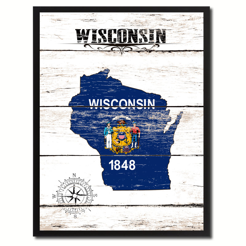 «Wisconsin State Vintage Flag», reproduction d'art graphique, H 9 po x l 7 po