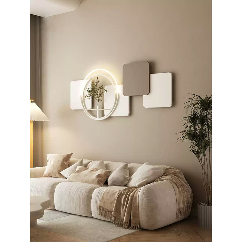 Décoration murale crème en métal à DEL crème - Entrée et chambre à coucher, H 19,69 po x l 46,46 po x P 1,97 po