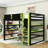 Wood Loft Bed with Desk, LED Light, Charging Ports and Shelves-452134292-452134298
