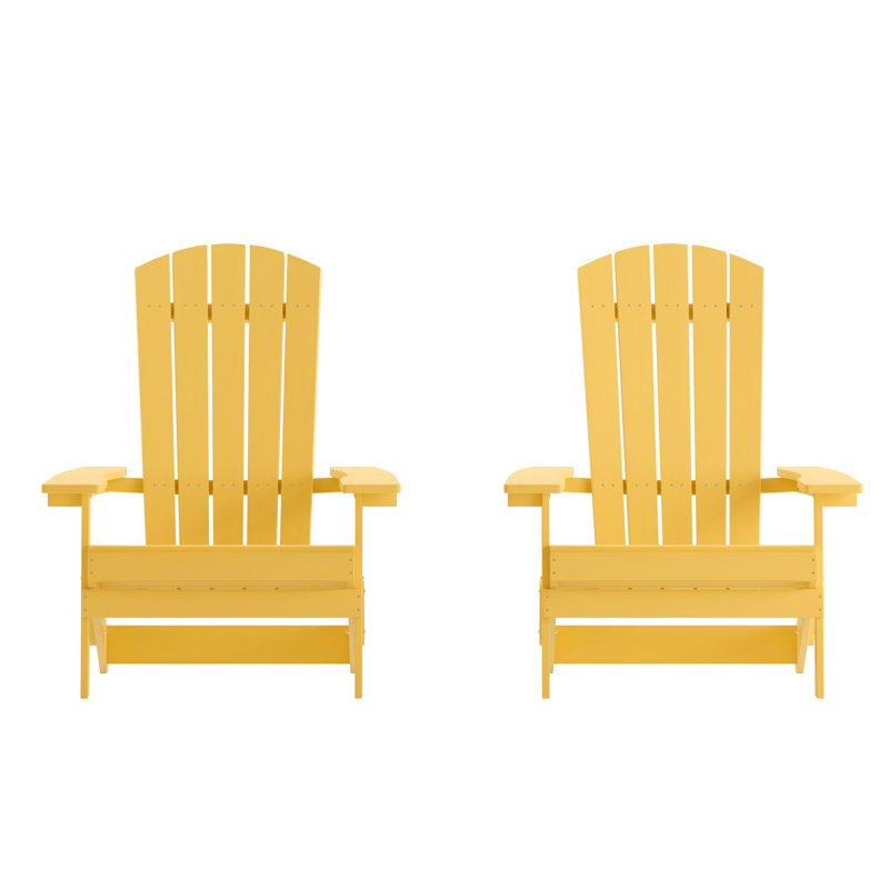 Chaises Adirondack pliantes en résine de polyester toutes saisons Bayfield, Jaune