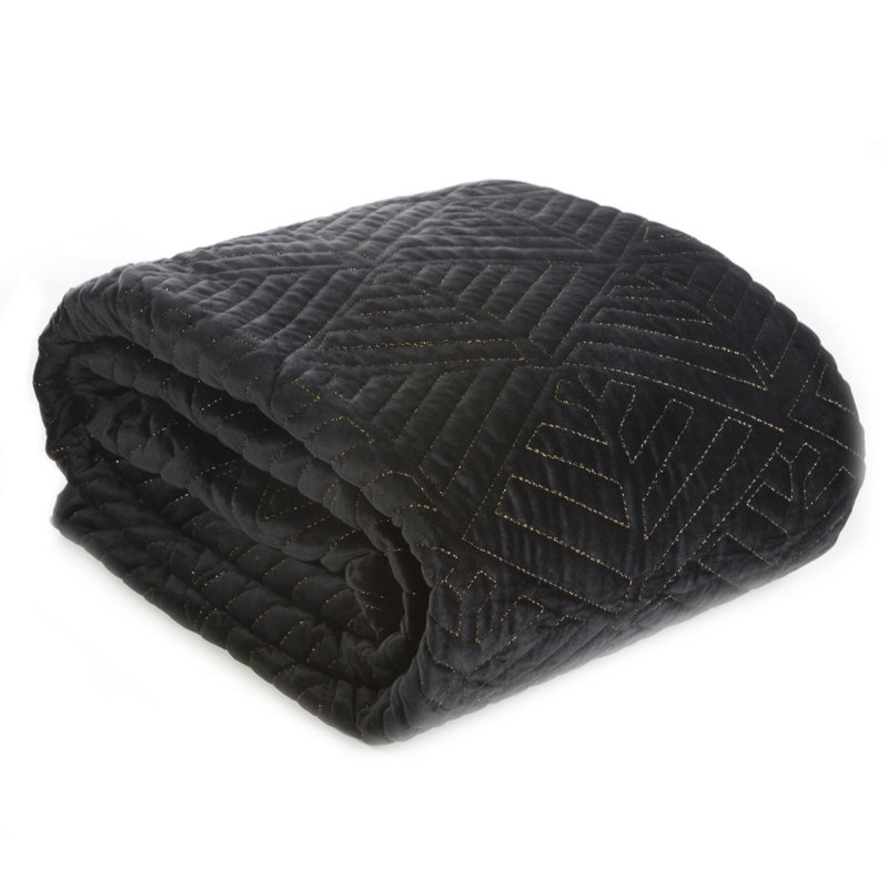 Bauerle Polyester No Pattern Bedspread, Black